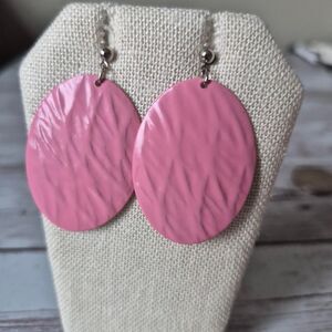 Vintage 1980s Pink Oval Dangle Earrings